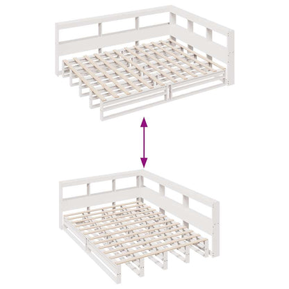 Cama com estante sem colchão 160x200 cm pinho maciço branco