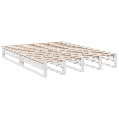 Cama com estante sem colchão 150x200 cm pinho maciço branco