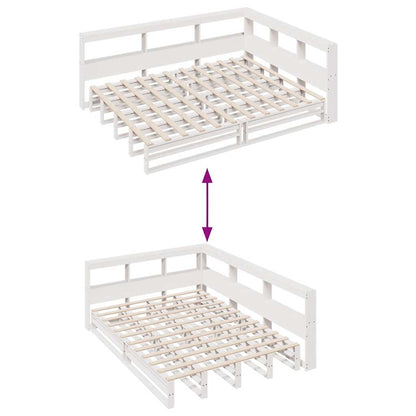 Cama com estante sem colchão 140x200 cm pinho maciço branco