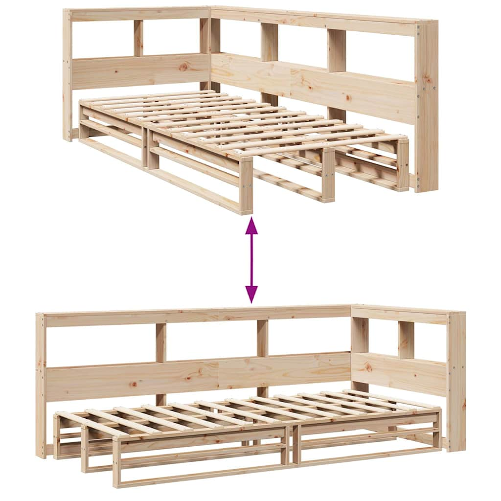 Cama com estante sem colchão 100x200 cm pinho maciço