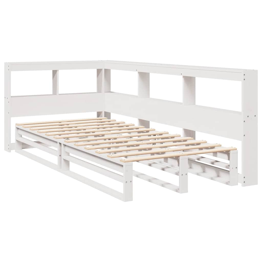 Cama com estante sem colchão 100x200 cm pinho maciço branco