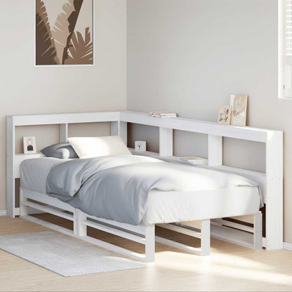 Cama com estante sem colchão 100x200 cm pinho maciço branco