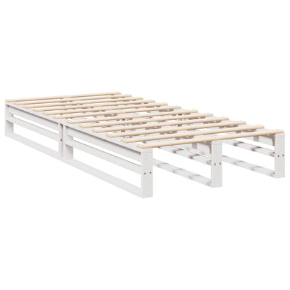 Cama com estante sem colchão 100x200 cm pinho maciço branco