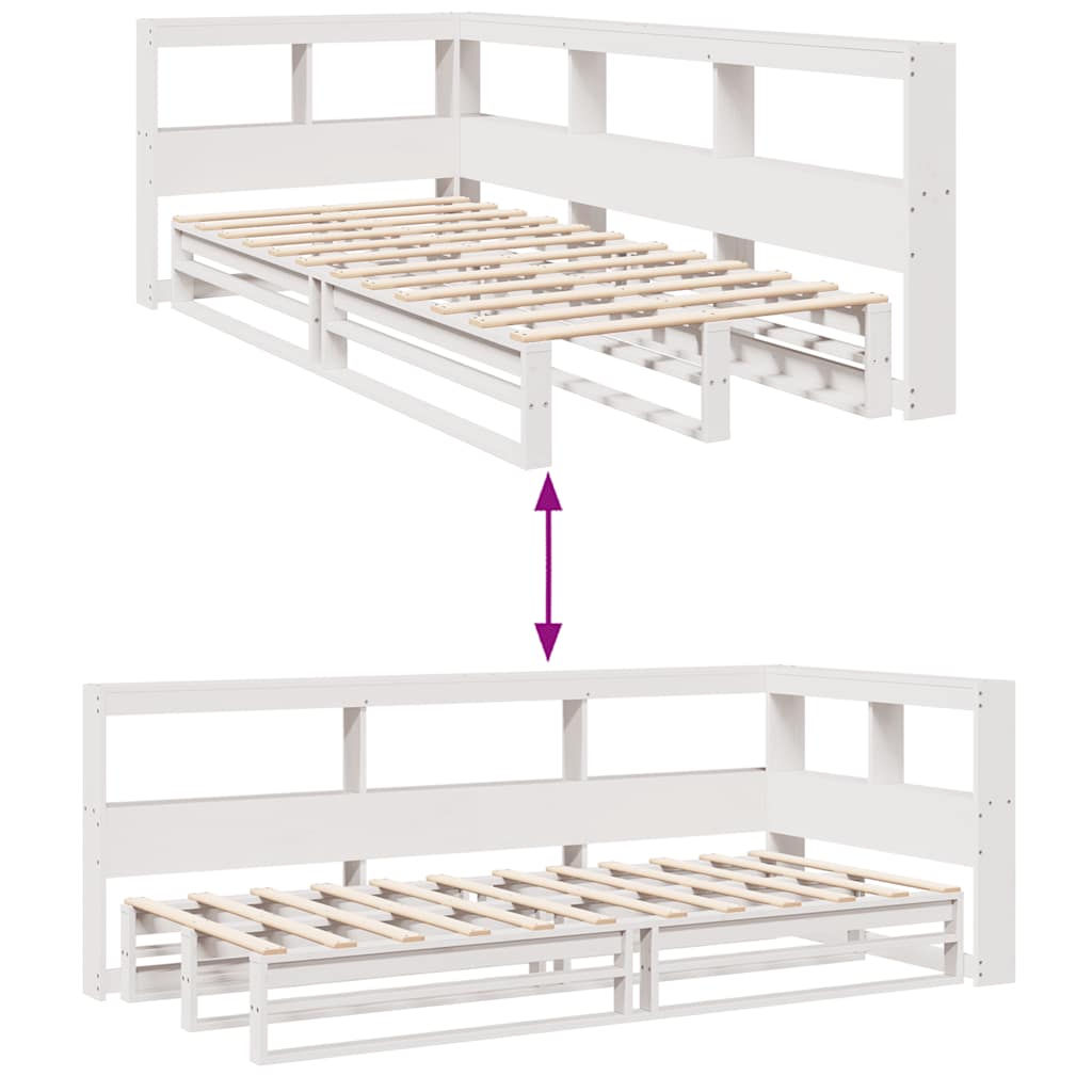 Cama com estante sem colchão 100x200 cm pinho maciço branco