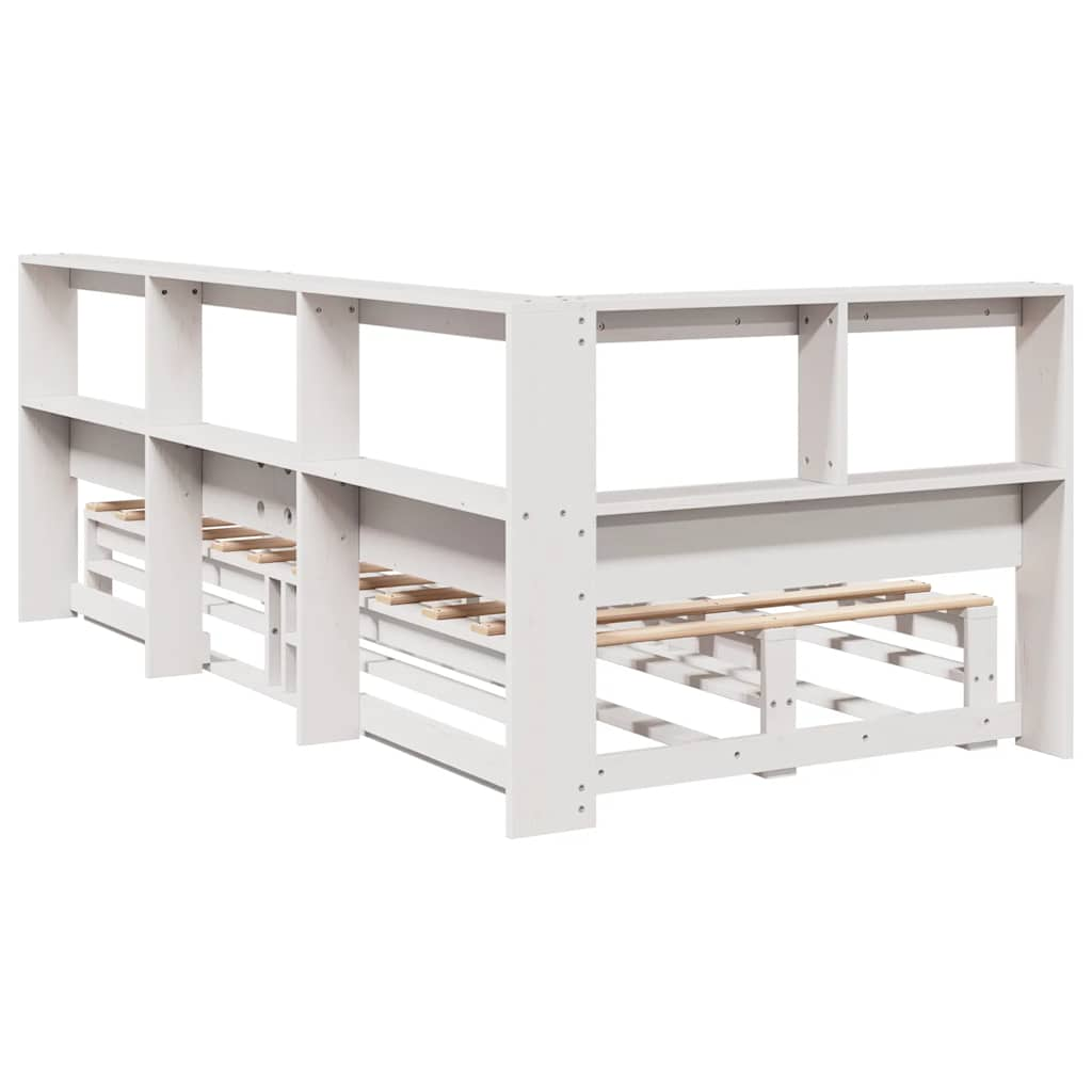 Cama com estante sem colchão 90x200 cm pinho maciço branco