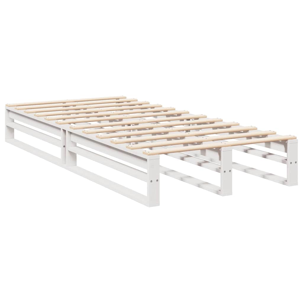 Cama com estante sem colchão 90x200 cm pinho maciço branco