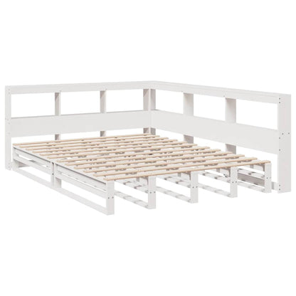 Cama com estante sem colchão 140x190 cm pinho maciço branco