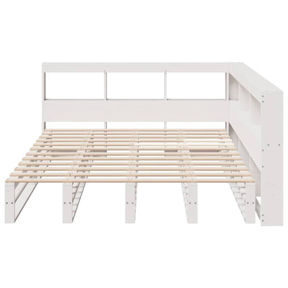 Cama com estante sem colchão 140x190 cm pinho maciço branco