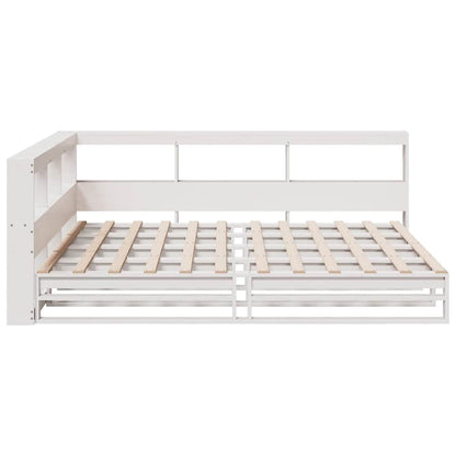 Cama com estante sem colchão 140x190 cm pinho maciço branco