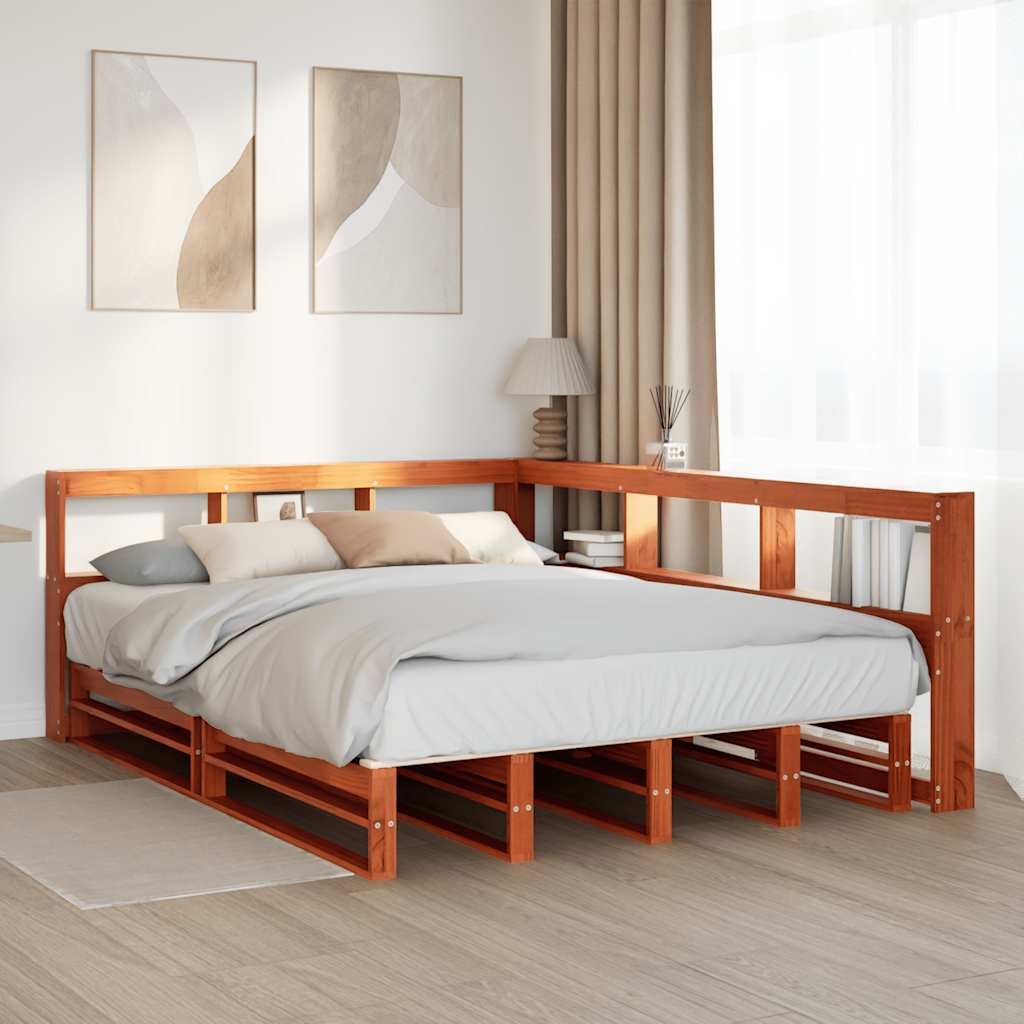 Cama com estante sem colchão 140x190 cm pinho maciço