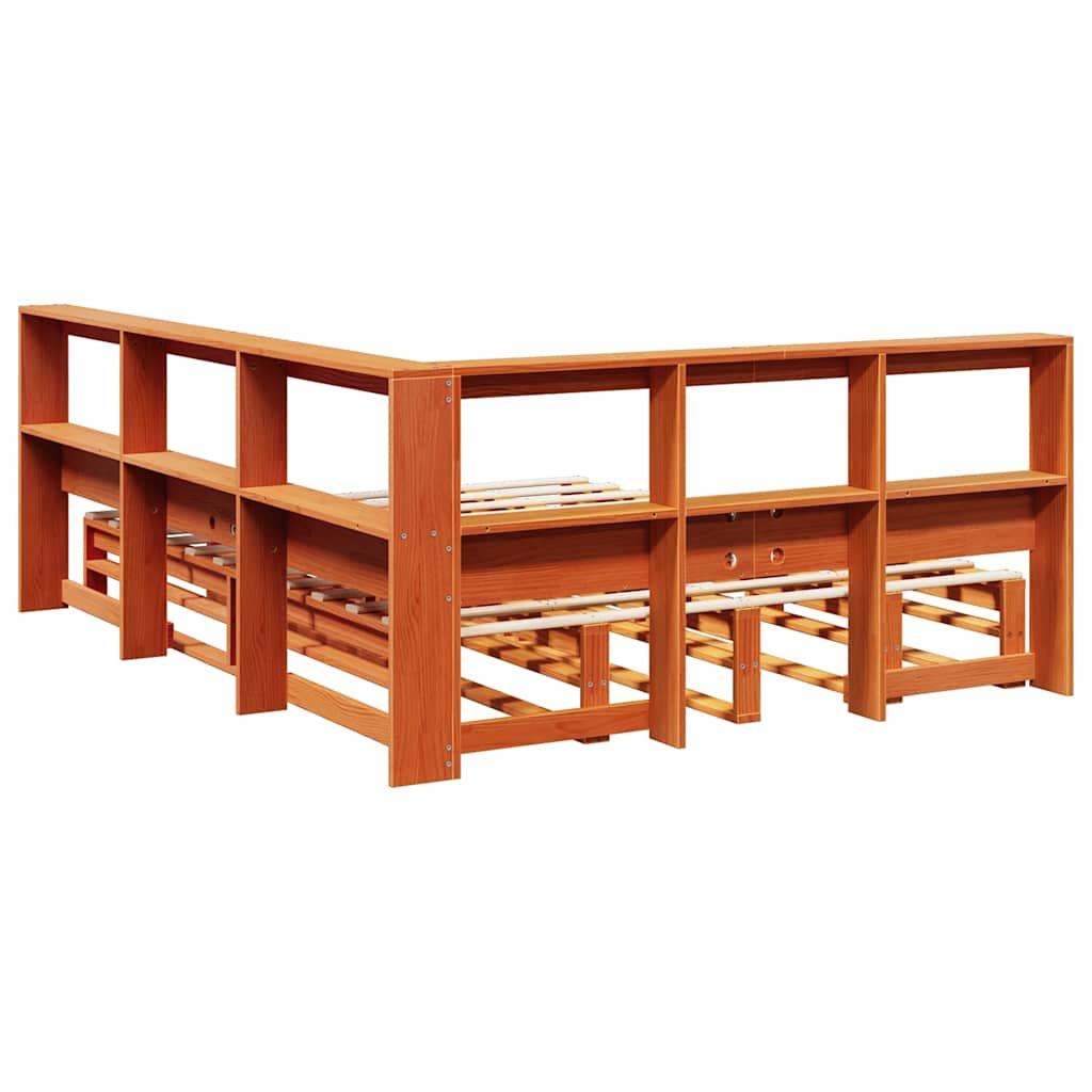 Cama com estante sem colchão 140x190 cm pinho maciço