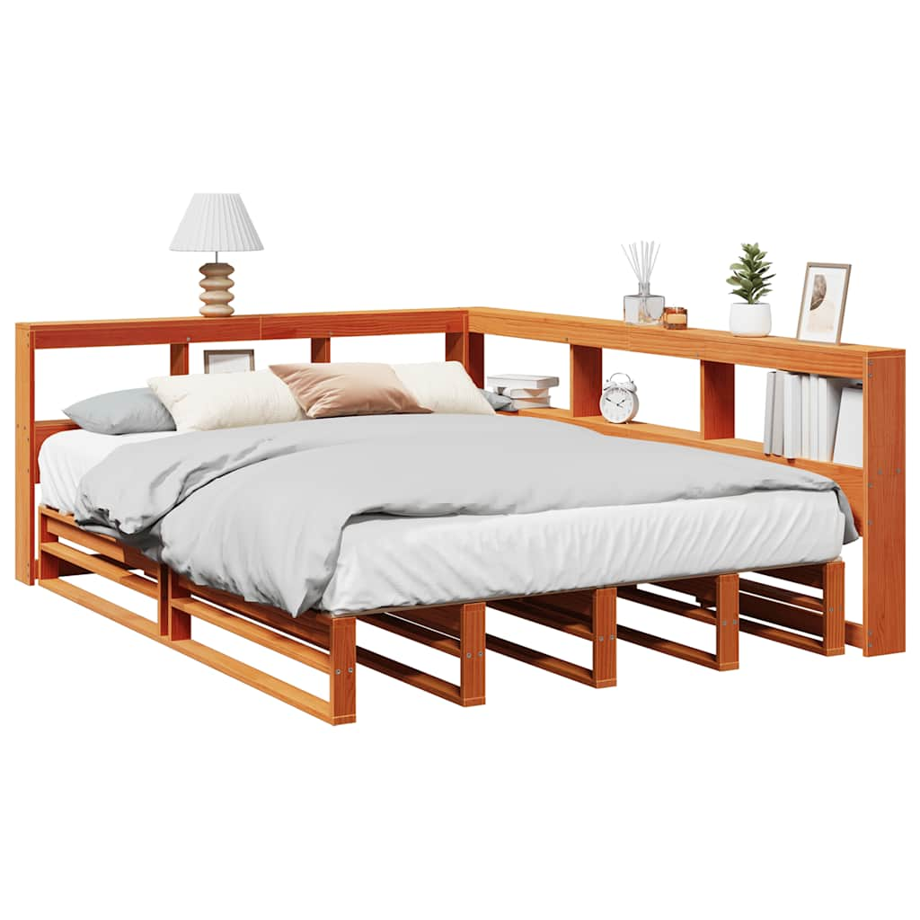 Cama com estante sem colchão 140x190 cm pinho maciço