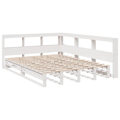 Cama com estante sem colchão 135x190 cm pinho maciço branco