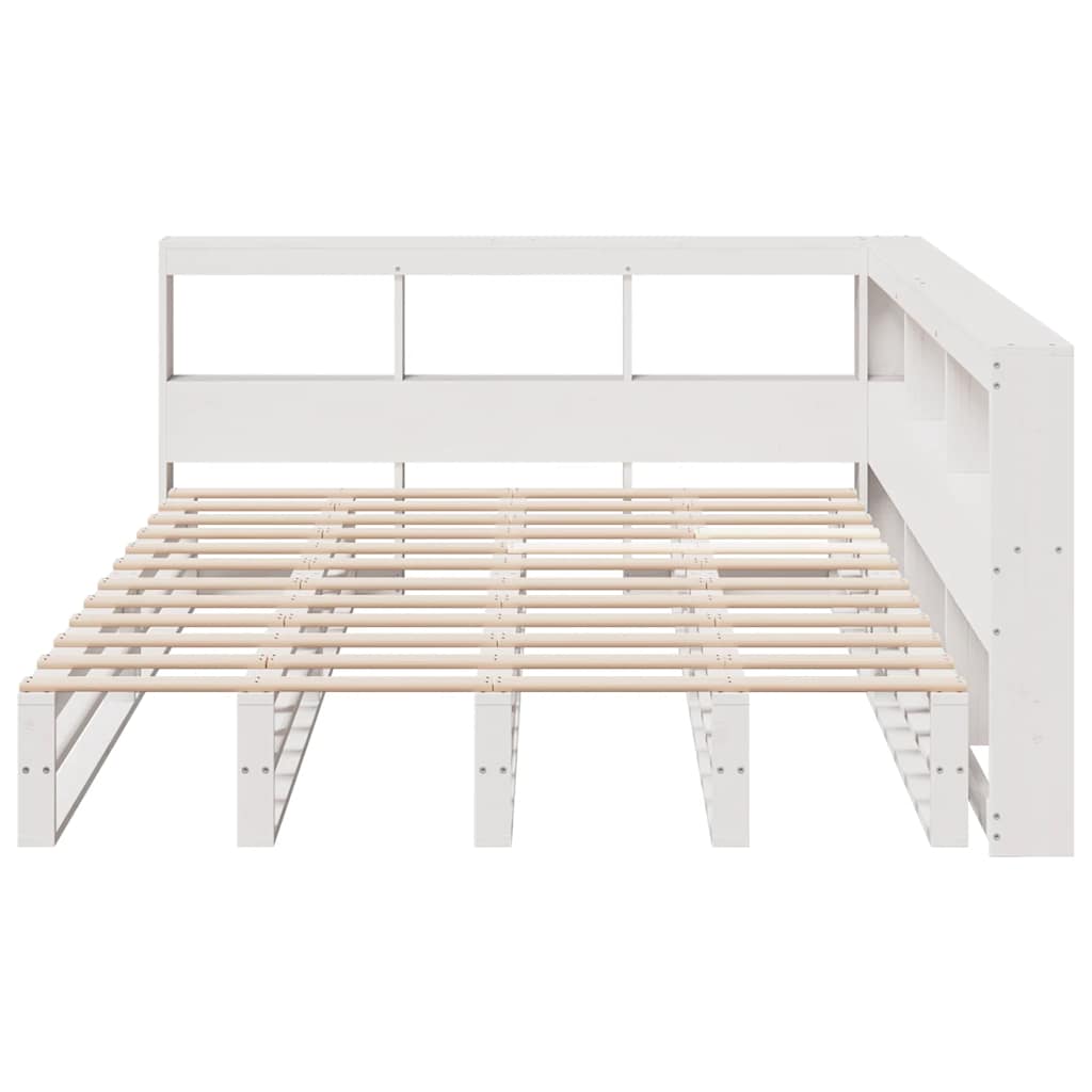 Cama com estante sem colchão 135x190 cm pinho maciço branco