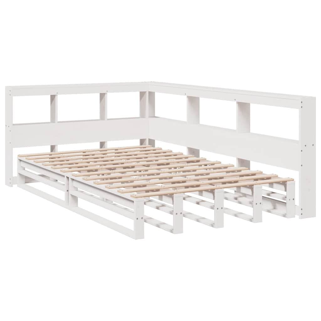 Cama com estante sem colchão 120x190 cm pinho maciço branco