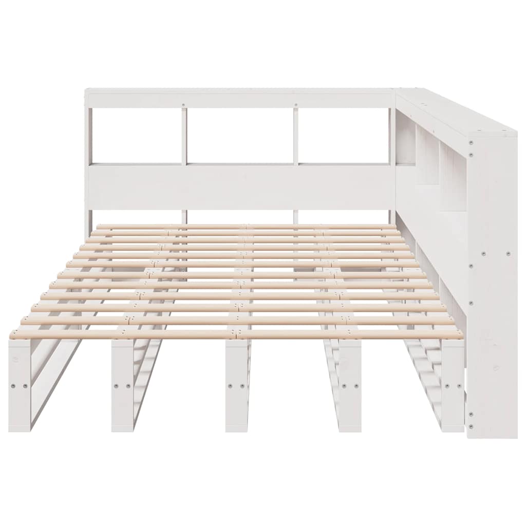 Cama com estante sem colchão 120x190 cm pinho maciço branco