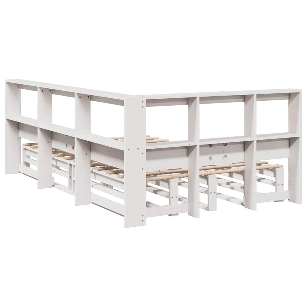 Cama com estante sem colchão 120x190 cm pinho maciço branco