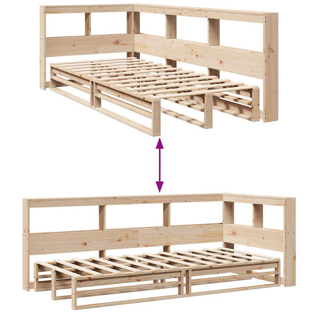 Cama com estante sem colchão 90x190 cm pinho maciço