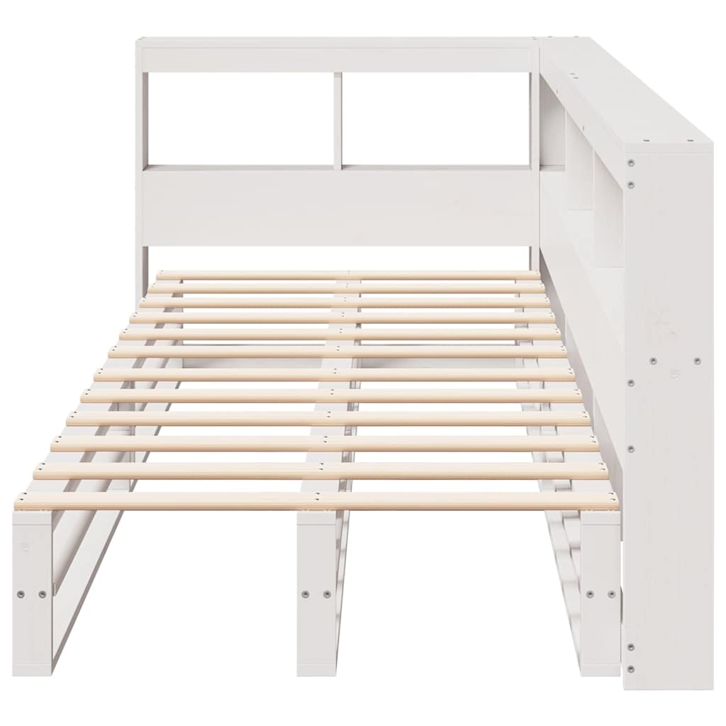 Cama com estante sem colchão 90x190 cm pinho maciço branco