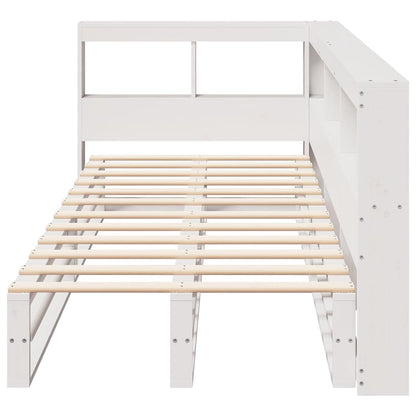 Cama com estante sem colchão 90x190 cm pinho maciço branco