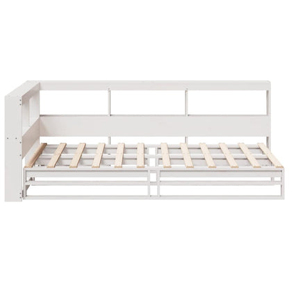 Cama com estante sem colchão 90x190 cm pinho maciço branco