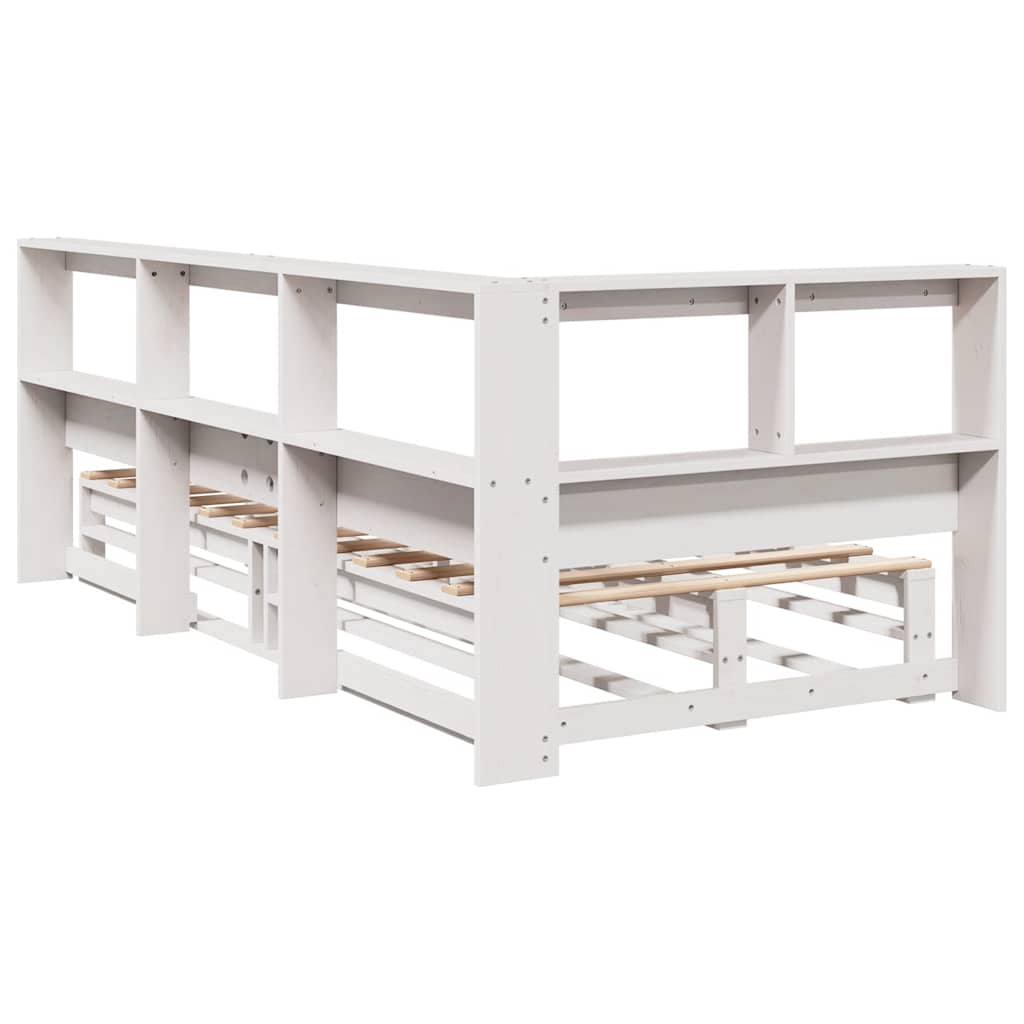 Cama com estante sem colchão 90x190 cm pinho maciço branco