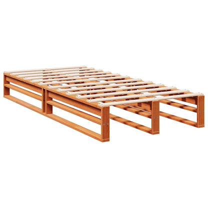 Cama com estante sem colchão 90x190cm pinho maciço castanho-mel