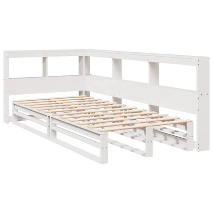 Cama com estante sem colchão 75x190 cm pinho maciço branco