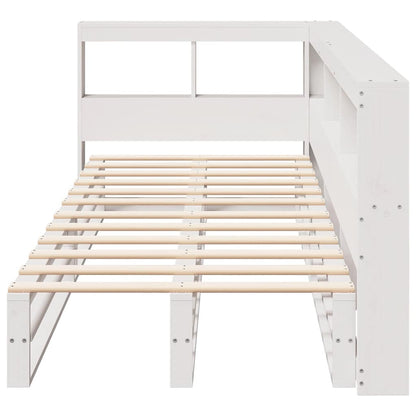 Cama com estante sem colchão 75x190 cm pinho maciço branco