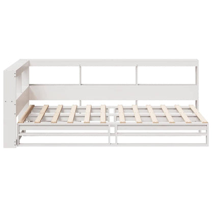 Cama com estante sem colchão 75x190 cm pinho maciço branco