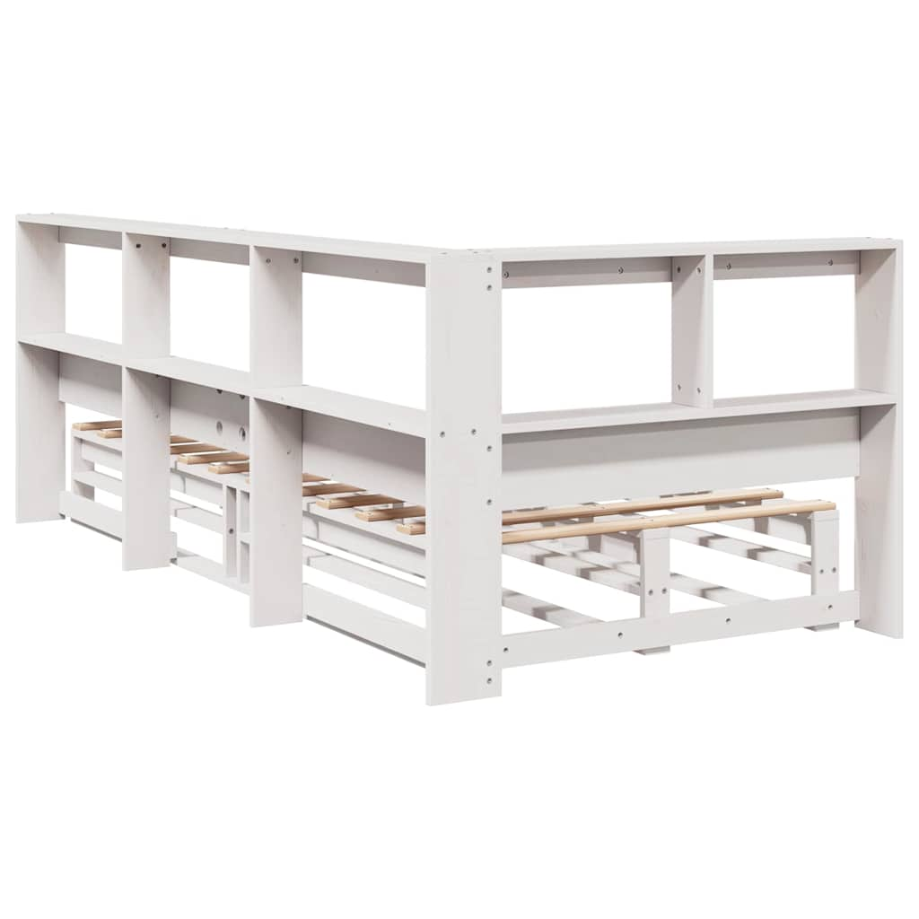 Cama com estante sem colchão 75x190 cm pinho maciço branco