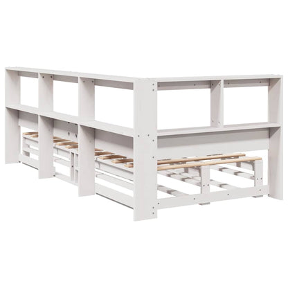 Cama com estante sem colchão 75x190 cm pinho maciço branco