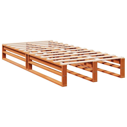 Cama com estante sem colchão 75x190cm pinho maciço castanho-mel