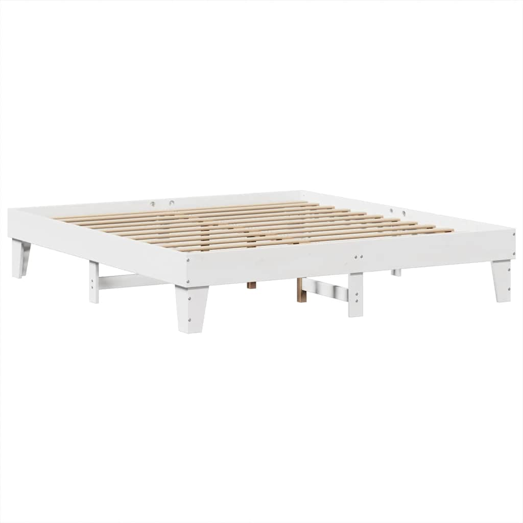 Cama com estante sem colchão 200x200 cm pinho maciço branco