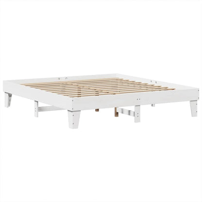 Cama com estante sem colchão 200x200 cm pinho maciço branco