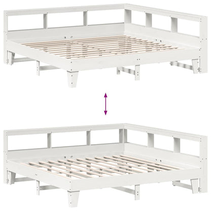 Cama com estante sem colchão 200x200 cm pinho maciço branco