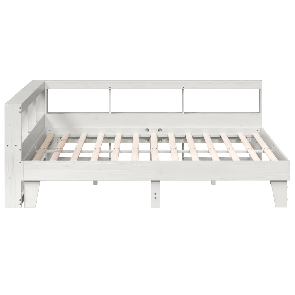 Cama com estante sem colchão 180x200 cm pinho maciço branco