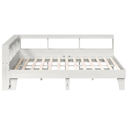 Cama com estante sem colchão 180x200 cm pinho maciço branco