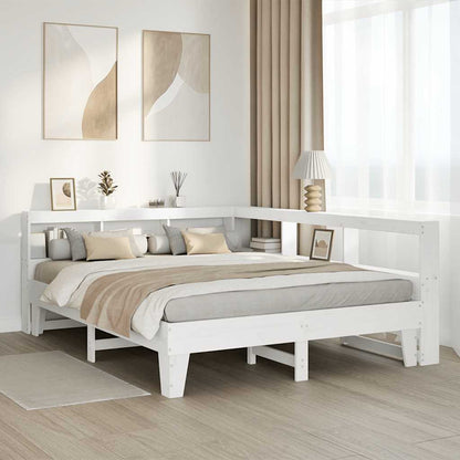 Cama com estante sem colchão 160x200 cm pinho maciço branco