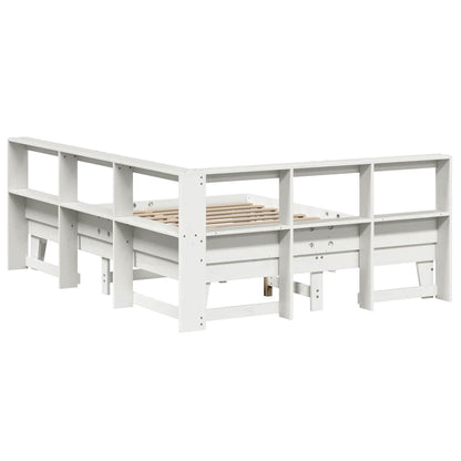 Cama com estante sem colchão 160x200 cm pinho maciço branco