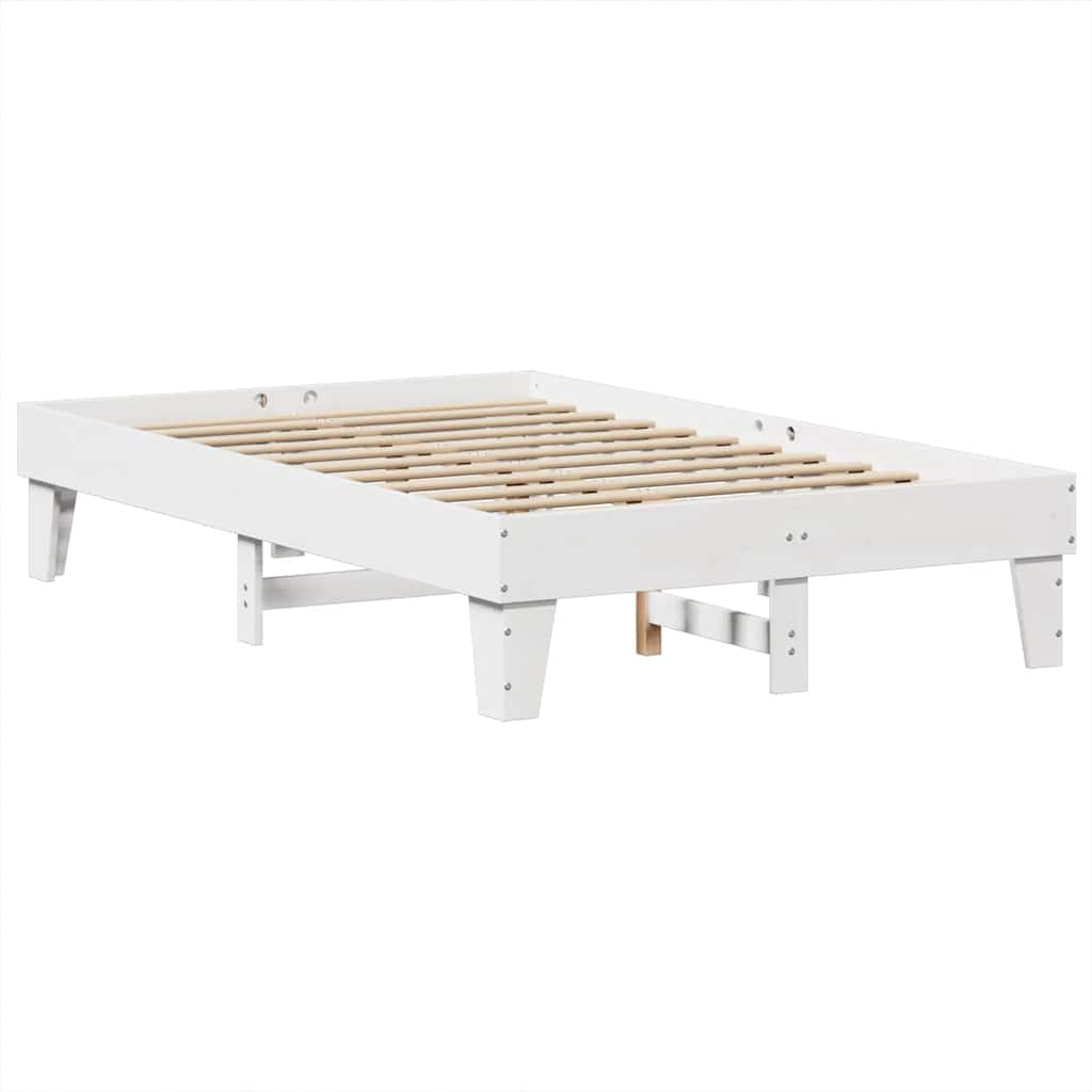 Cama com estante sem colchão 140x190 cm pinho maciço branco