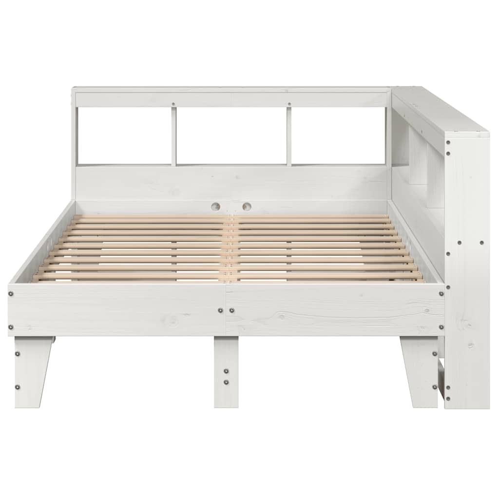 Cama com estante sem colchão 140x190 cm pinho maciço branco