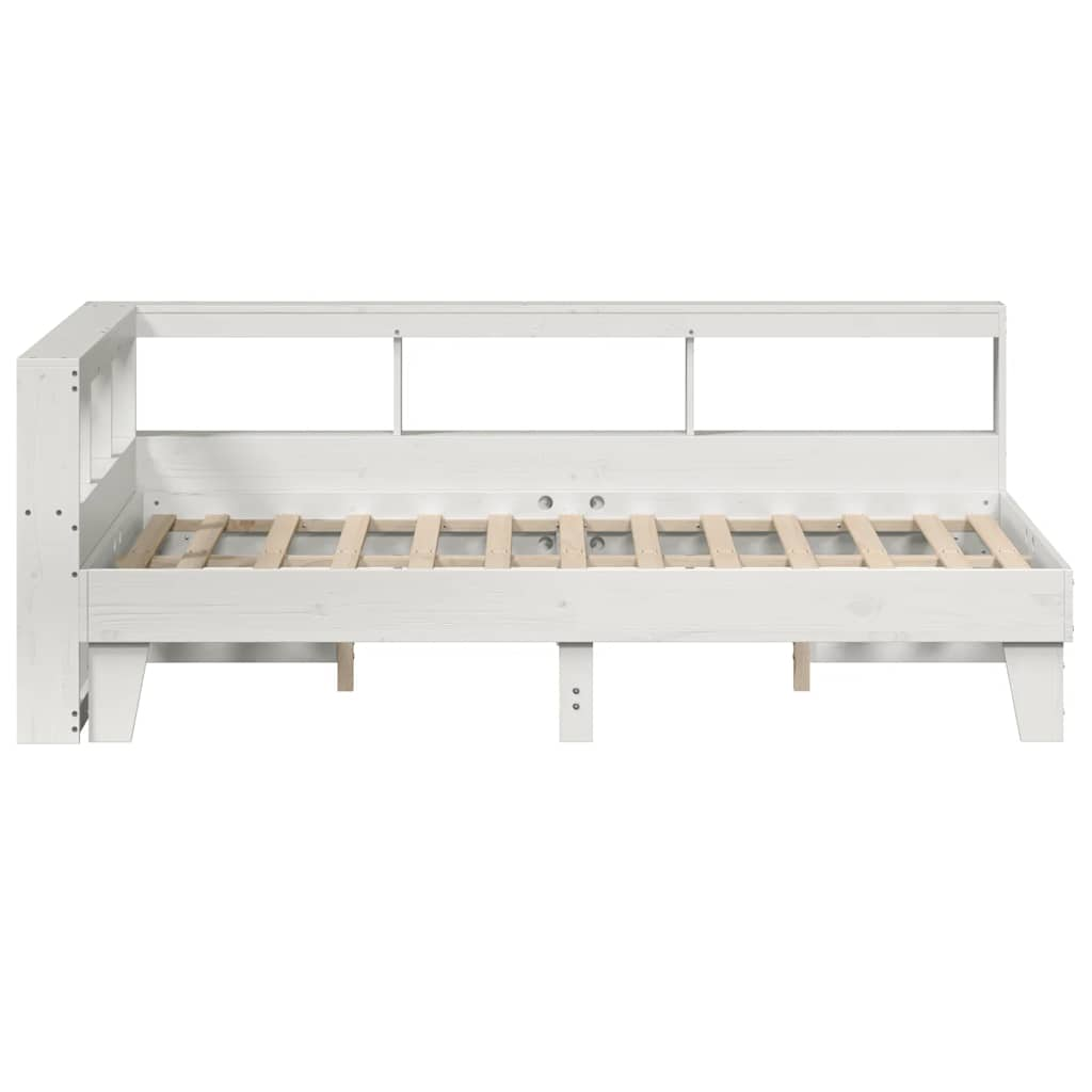 Cama com estante sem colchão 140x190 cm pinho maciço branco