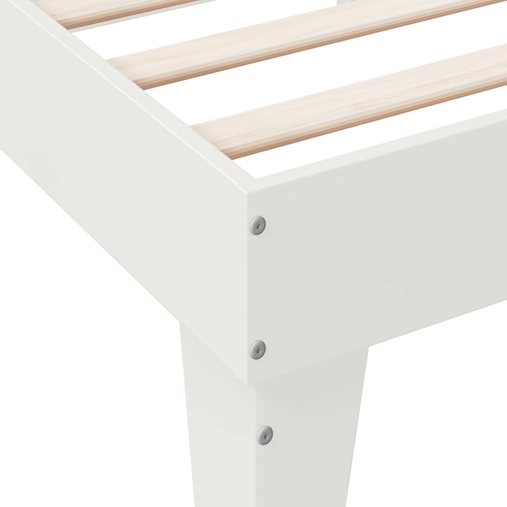 Cama com estante sem colchão 140x190 cm pinho maciço branco