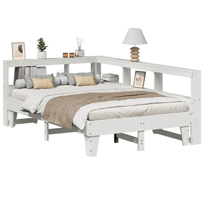 Cama com estante sem colchão 140x190 cm pinho maciço branco