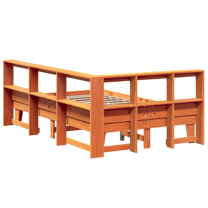 Cama com estante sem colchão 140x190 cm pinho maciço