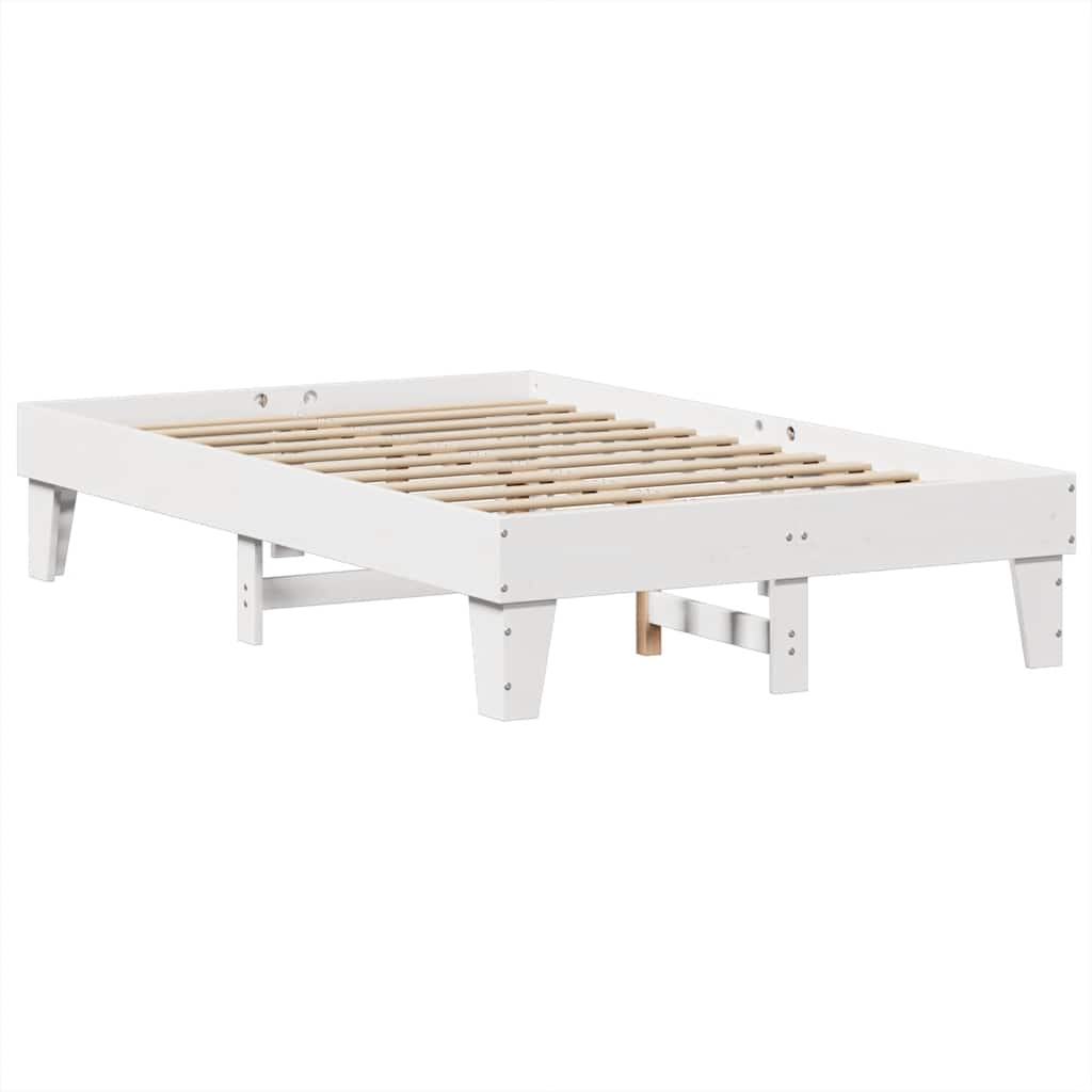 Cama com estante sem colchão 135x190 cm pinho maciço branco