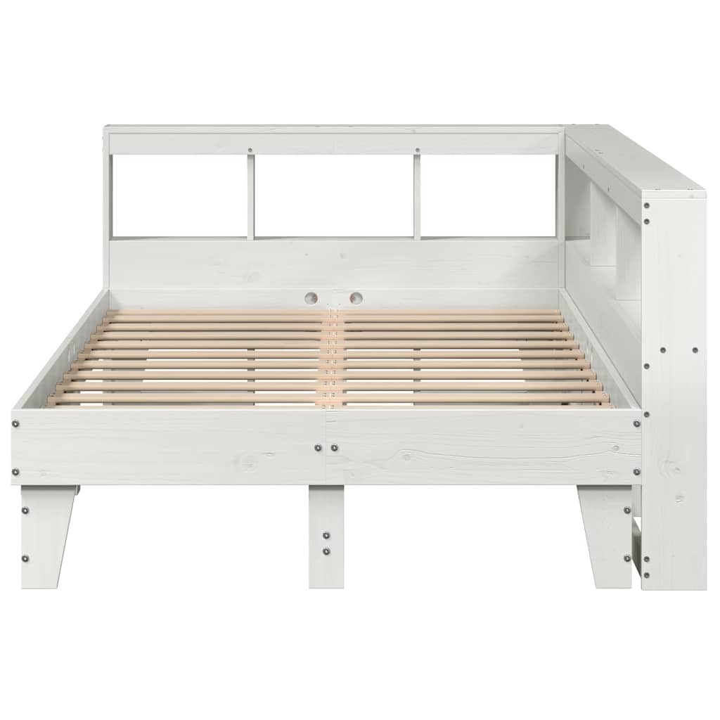 Cama com estante sem colchão 135x190 cm pinho maciço branco