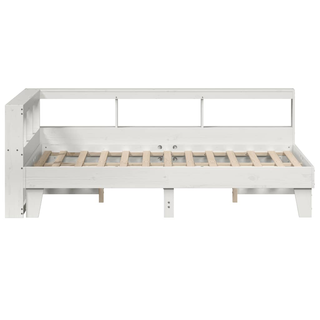 Cama com estante sem colchão 135x190 cm pinho maciço branco