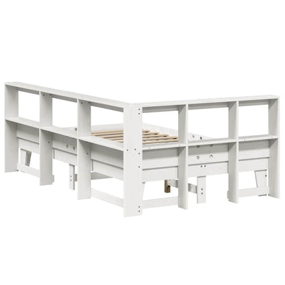 Cama com estante sem colchão 135x190 cm pinho maciço branco